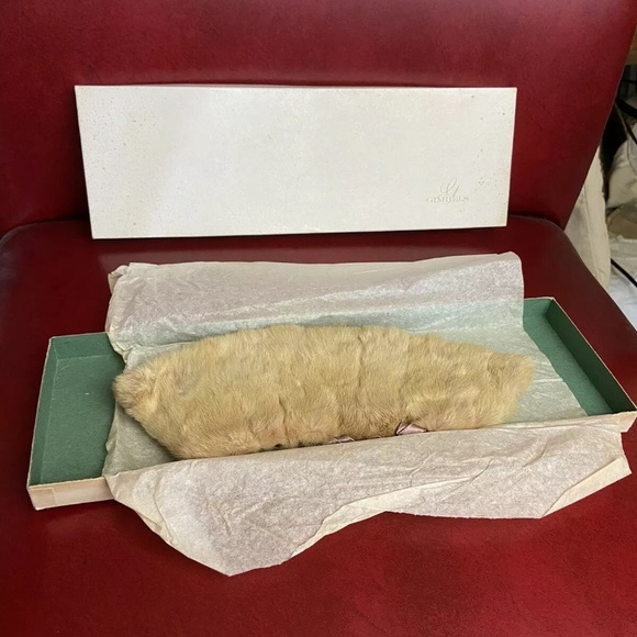 Vintage Genuine Fur Scarf Stole Collar EUC Tan Light Brown Antique Gimbels Box - Picture 5 of 5